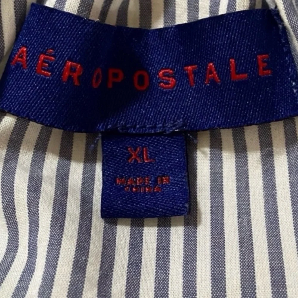 Aeropostale XL Blue White Striped Off Shoulder Blouse Crop Rachel Green Coastal